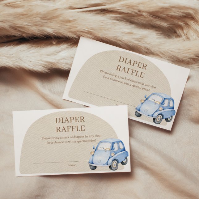 Carte D'accompagnement C'est Un Garçon Bleu Boho Voiture Déchets Raffle (Créateur téléchargé)