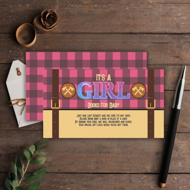 Carte D'accompagnement C'est une fille Rustic Lumberjack Flannel Baby sho (Créateur téléchargé)