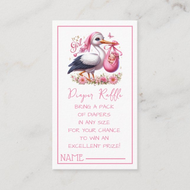 Carte D'accompagnement C'est une petite fille mignonne cigogne avec bébé  (Devant)