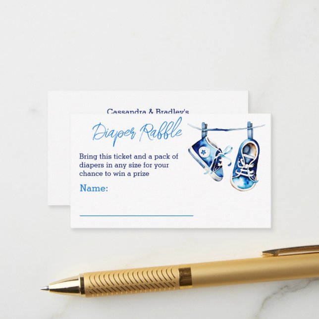 Carte D'accompagnement C'est une tombola de baby shower de garçon (Devant/Arrière en situation)
