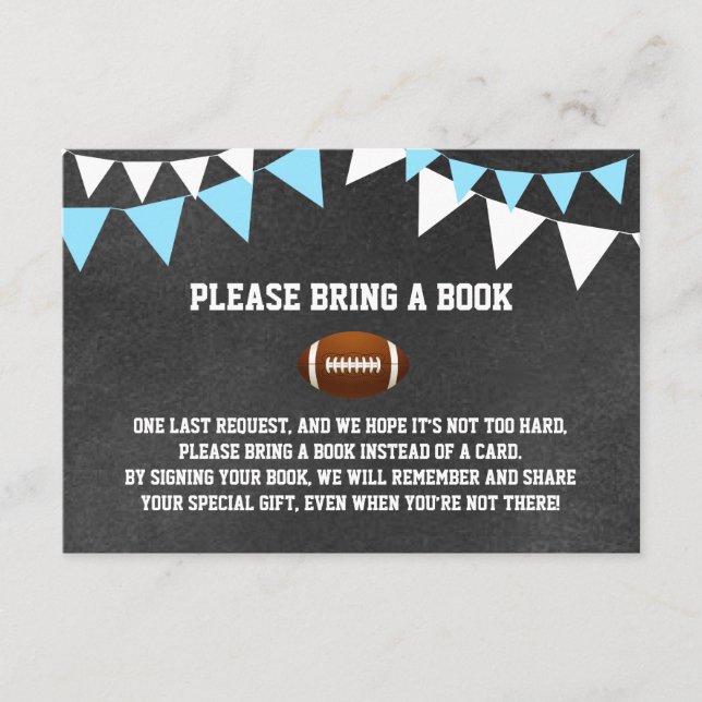 Carte D'accompagnement Chalkboard FOOTBALL Apportez un baby shower LIVRE (Devant)