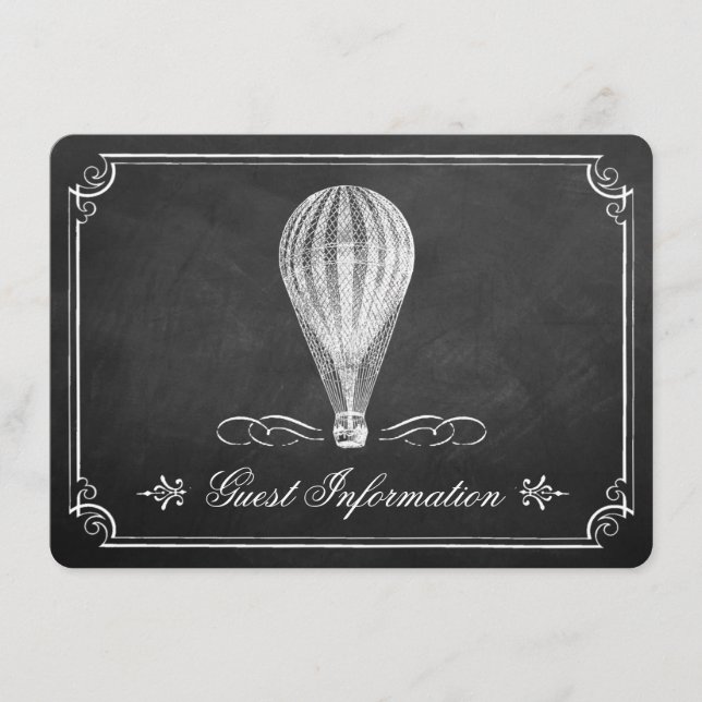 Carte D'accompagnement Chalkboard Hot Air Balloon Collection Mariage (Devant)