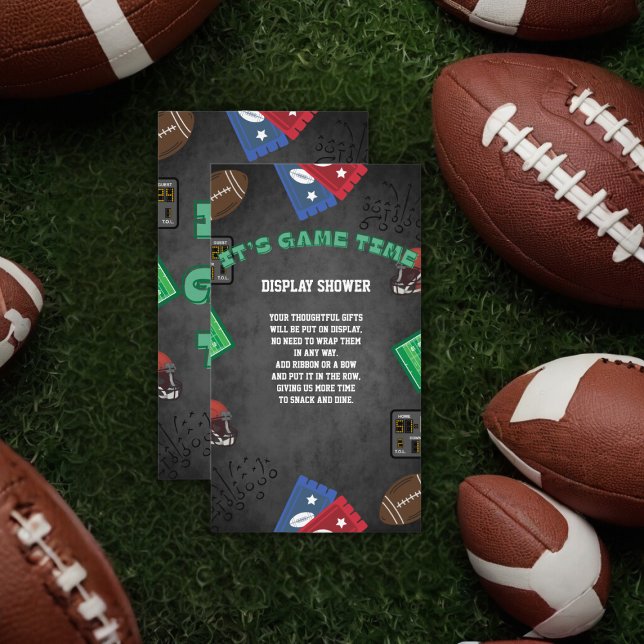 Carte D'accompagnement Chalkboard It's Game Time Football Baby shower (Créateur téléchargé)