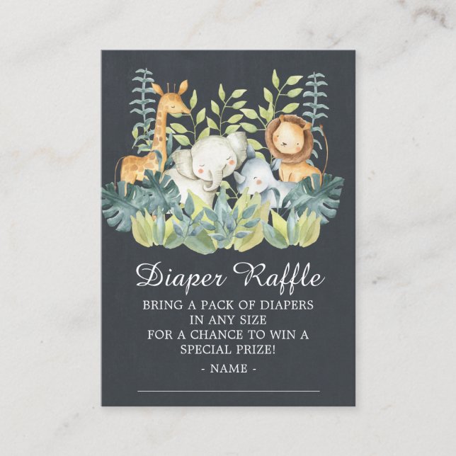 Carte D'accompagnement Chalkboard Jungle Animal Baby shower Déchets Raffi (Devant)