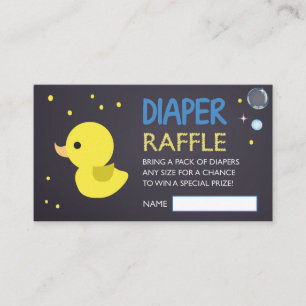 Carte D'accompagnement Chalkboard YellowRubber Ducky Diaper Raffle Ticket
