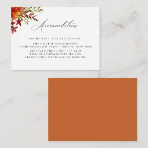 Carte D'accompagnement Chambres Rustiques Mariage d'automne