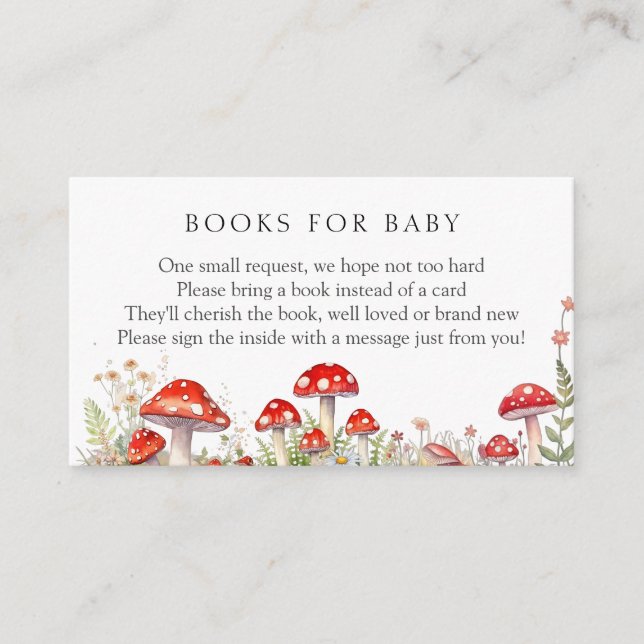 Carte D'accompagnement Champignons Livres pour bébé (Devant)