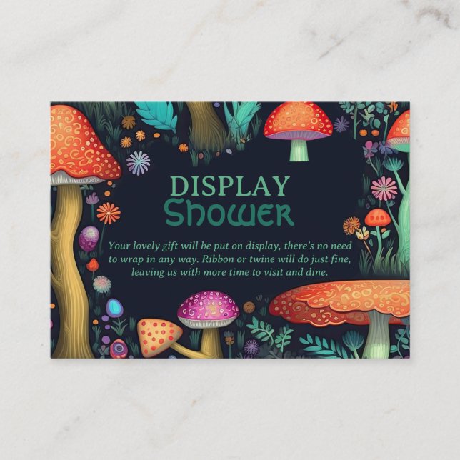 Carte D'accompagnement Champignons Whimsical Woodland Forest Display Douc (Devant)