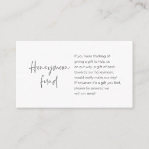 Carte D'accompagnement Chance ou fonds de lune de miel, Script moderne gr