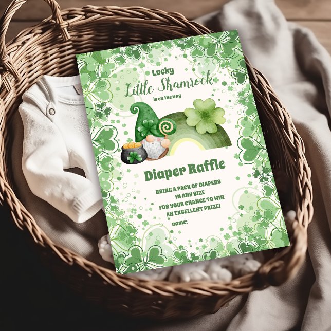 Carte D'accompagnement Chanceux Petit Baby shower Shamrock Diapper Raffle (Créateur téléchargé)