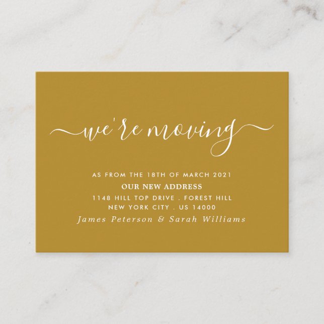 Carte D'accompagnement Changement d'adresse de script simple (Devant)