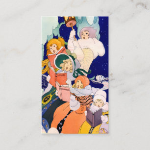 Carte D'accompagnement Chanteurs de Noël vintage sous les étoiles