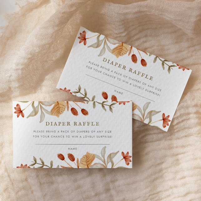 Carte D'accompagnement Chardon botanique d'automne Chardon (Fully customizable diaper raffle baby shower game card)