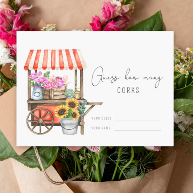 Carte D'accompagnement Chariot de fleurs - Devinez combien de bouchons je (Créateur téléchargé)