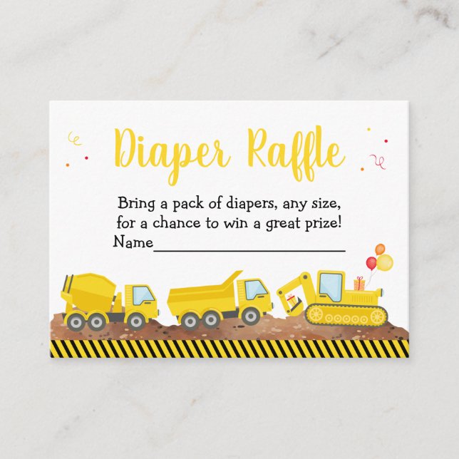 Carte D'accompagnement Chariots de construction Baby shower de bébé Raffl (Devant)