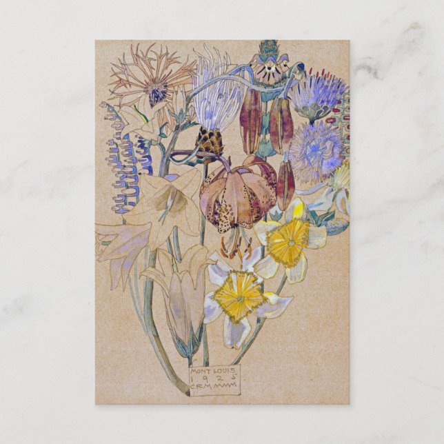 Carte D'accompagnement Charles Rennie Mackintosh - Mont Louis - Fleur (Devant)