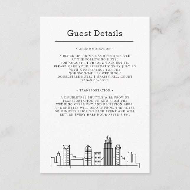 Carte D'accompagnement Charlotte Mariage | Informations sur l'invité (Devant)