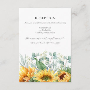 Carte D'accompagnement Charlotte Rustic Sunflowers Réception de mariage