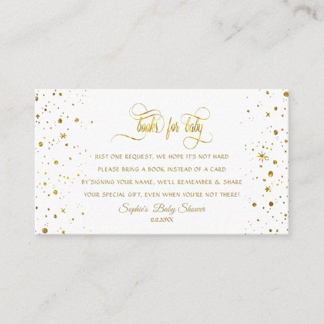 Carte D'accompagnement Charm Gold Starry Baby shower de nuit Livre pour b (Devant)