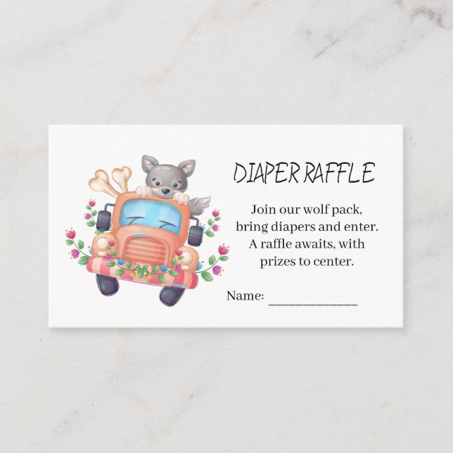Carte D'accompagnement Charme Baby shower de loup gris doux Raffin de cou (Devant)