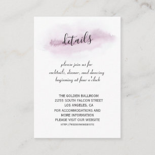 Carte D'accompagnement Charme calligraphie Aquarelle rose Détails du Mari