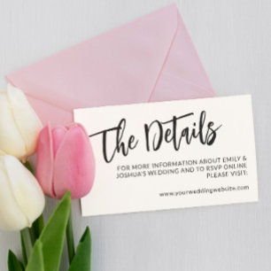 Carte D'accompagnement Charming Black Calligraphy Détails du Mariage