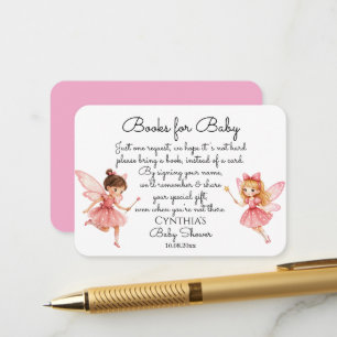 Carte D'accompagnement Charming Pink Fairies Books for Baby shower