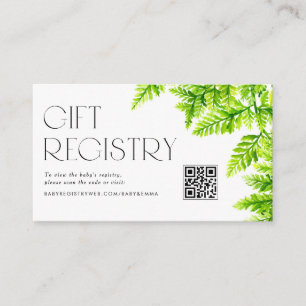 Carte D'accompagnement Chartreuse Green Fern Baby shower QR Code Registre