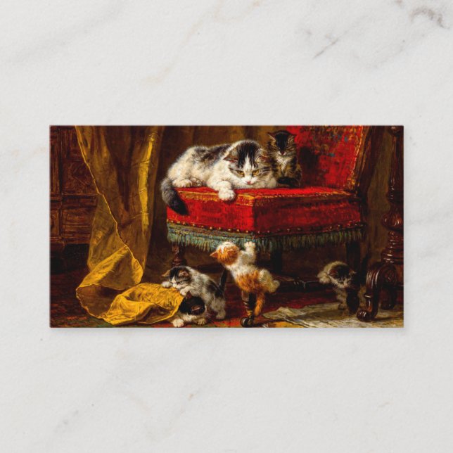 Carte D'accompagnement Chat et chatons Jouer avec chaise (Devant)