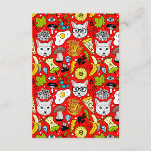 Carte D'accompagnement Chat et œuf sur fond rouge