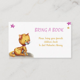 Carte D'accompagnement Chat rose Apportez un livre