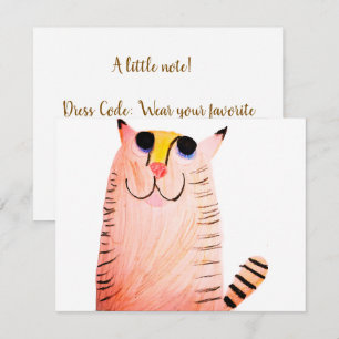 Carte D'accompagnement Chat Tigre Orange Dessiné à la Main Anniversaire E
