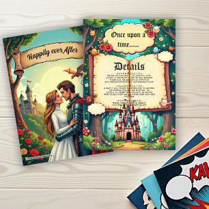 Carte D'accompagnement Château de la forêt de conte de fées Mariage