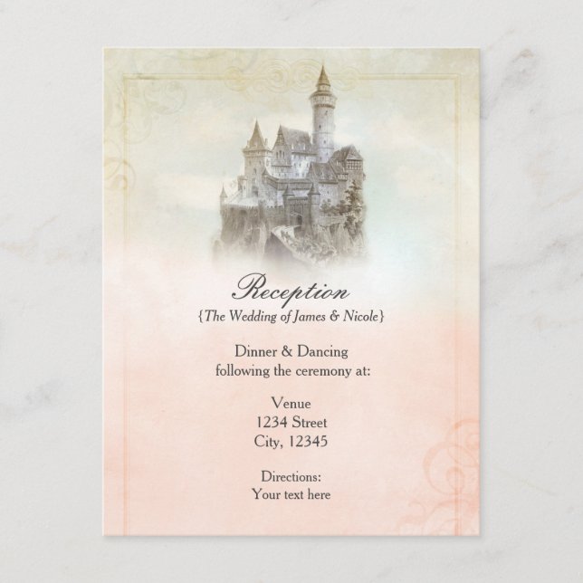 Carte D'accompagnement Château de Réception de Mariage du Livre de Contes (Devant)