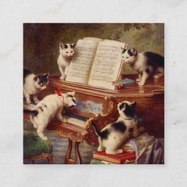 Carte D'accompagnement Chatons et piano (Devant)
