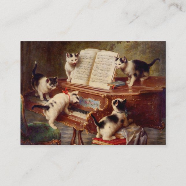 Carte D'accompagnement Chatons et piano (Devant)