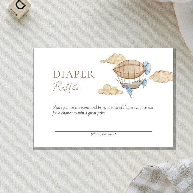 Carte D'accompagnement Chaud Air Balloon Baby shower blanc Déchets Raffle (Créateur téléchargé)