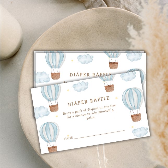 Carte D'accompagnement Chaud Air Balloon Cloud Baby shower Déchets Raffin (Hot Air Balloon Cloud Baby Shower Diaper Raffle Enclosure Card)