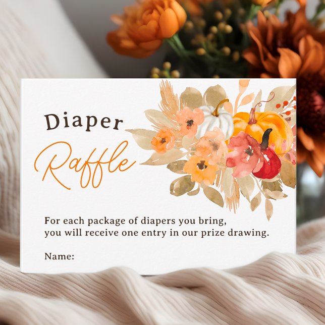 Carte D'accompagnement Chaud Boho citrouille chute baby shower de la couc (Warm Boho pumpkin fall baby shower diaper raffle Enclosure Card)