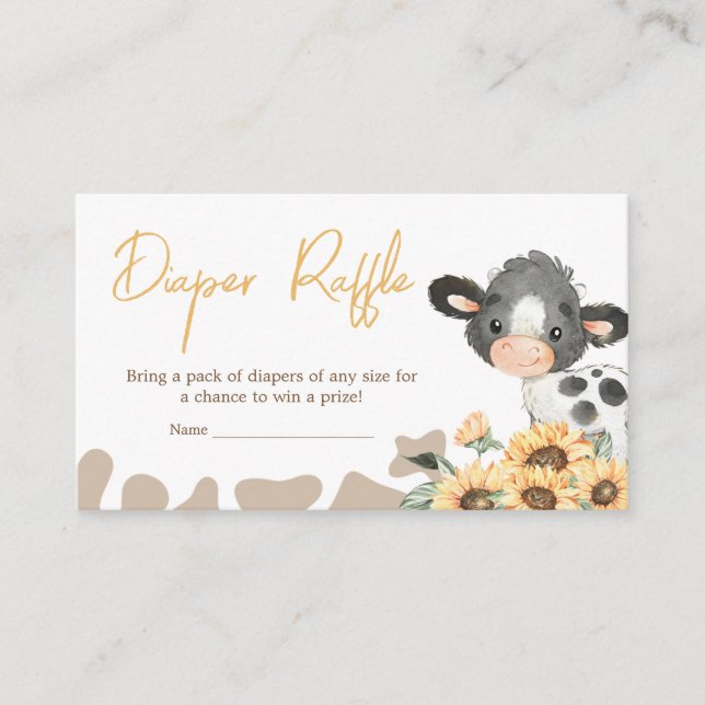 Carte D'accompagnement Chauffage de Baby shower Saint-Vache tournesol Raf (Devant)
