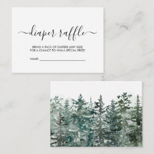 Carte D'accompagnement Chauffage Raffle Hiver Bois Pins Arbres Neige