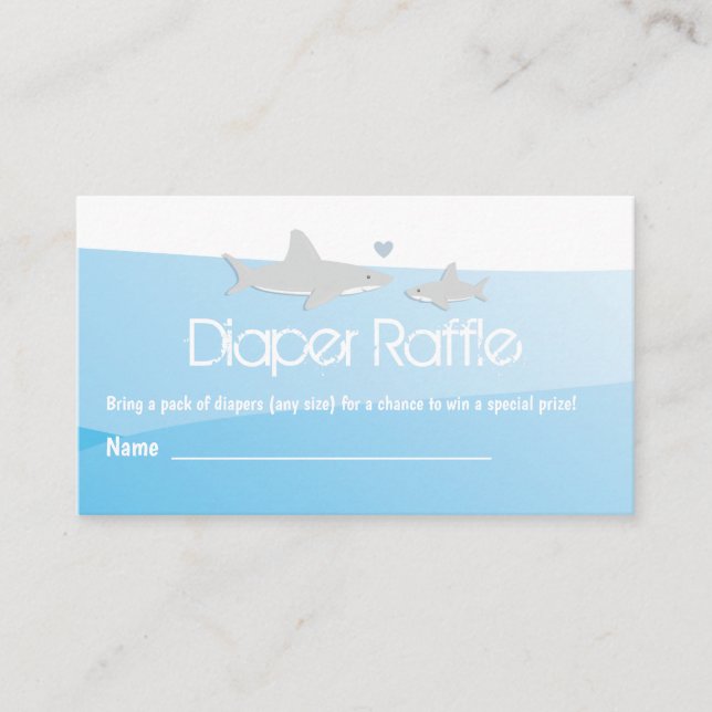 Carte D'accompagnement Chauffage Raffle requin Baby shower bleu océan (Devant)