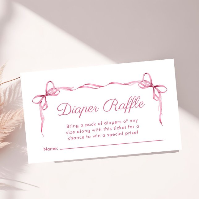 Carte D'accompagnement Chauffeur Raffle Coquette Bows Bébé Fille Douche (Créateur téléchargé)