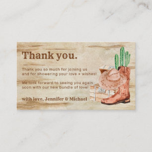 Carte D'accompagnement Chaussures Chapeau en Bois Cactus Cowboy Merci