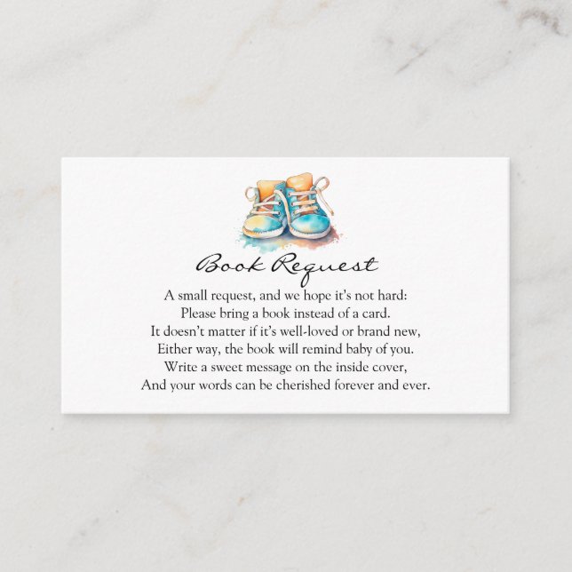 Carte D'accompagnement Chaussures pour bébés | Blue Boy Baby shower Deman (Devant)