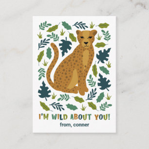Carte D'accompagnement Cheetah Wild À propos de vous Classroom Valentine 