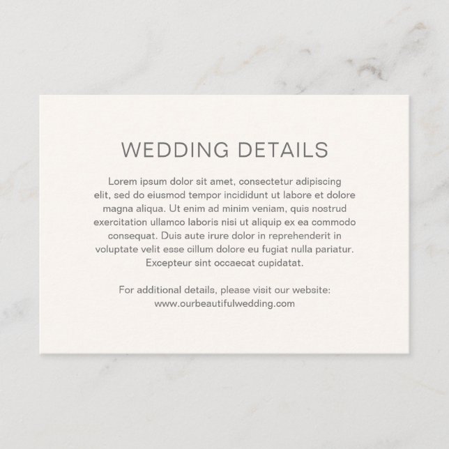 Carte D'accompagnement Chelsea Ivory Mariage moderne (Devant)