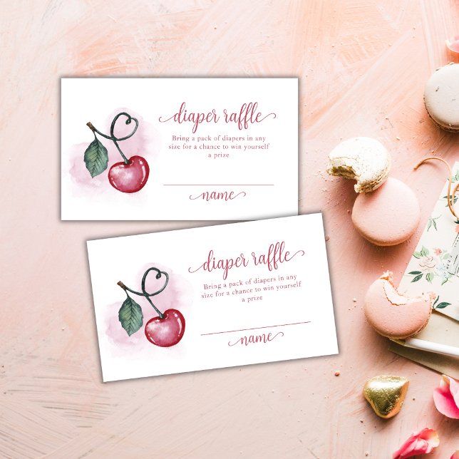 Carte D'accompagnement Cherry Berry Sweetheat Baby shower de rousseur de  (Cherry Berry Sweetheat Diaper Raffle Baby Shower Enclosure Card)