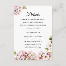 Cherry Blossom floral Enclosure Card Details