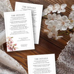 Carte D'accompagnement Cherry Blossom Mariage rose et blanc Détails